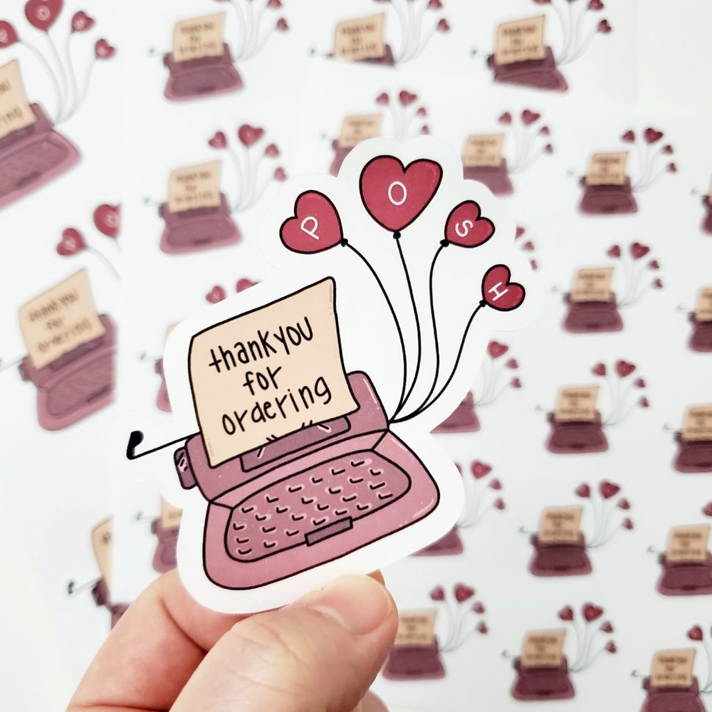 LB072 STICKERS Custom Poshmark Stickers Shipping Supplies Vintage Typewriter - Picture 7 of 7